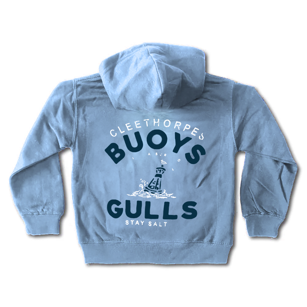 Cleethorpes New Baby Blue Kids Hoodie -Buoys And Gulls