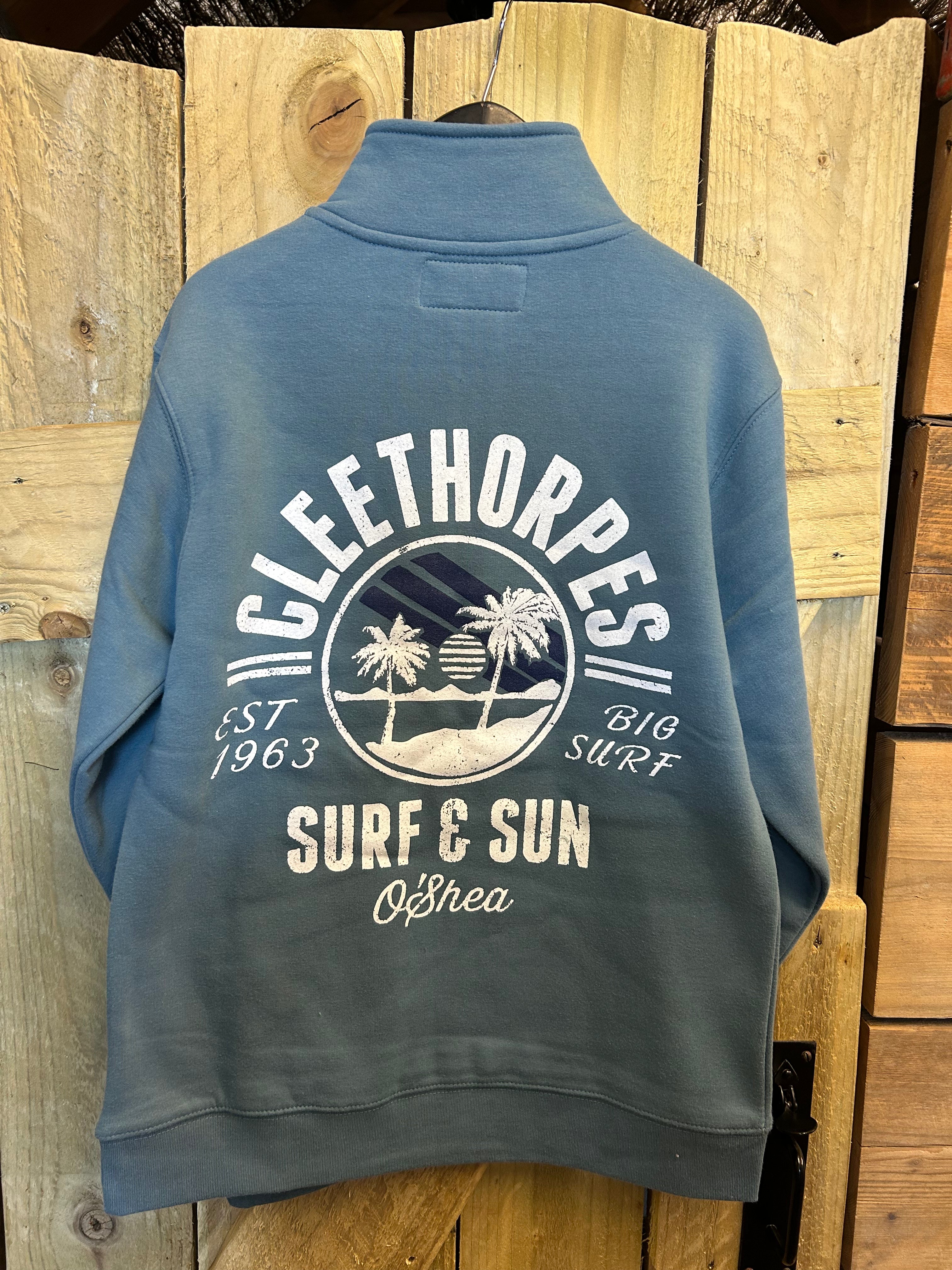 Cleethorpes 1/4 zip jumper surf & sun steel blue