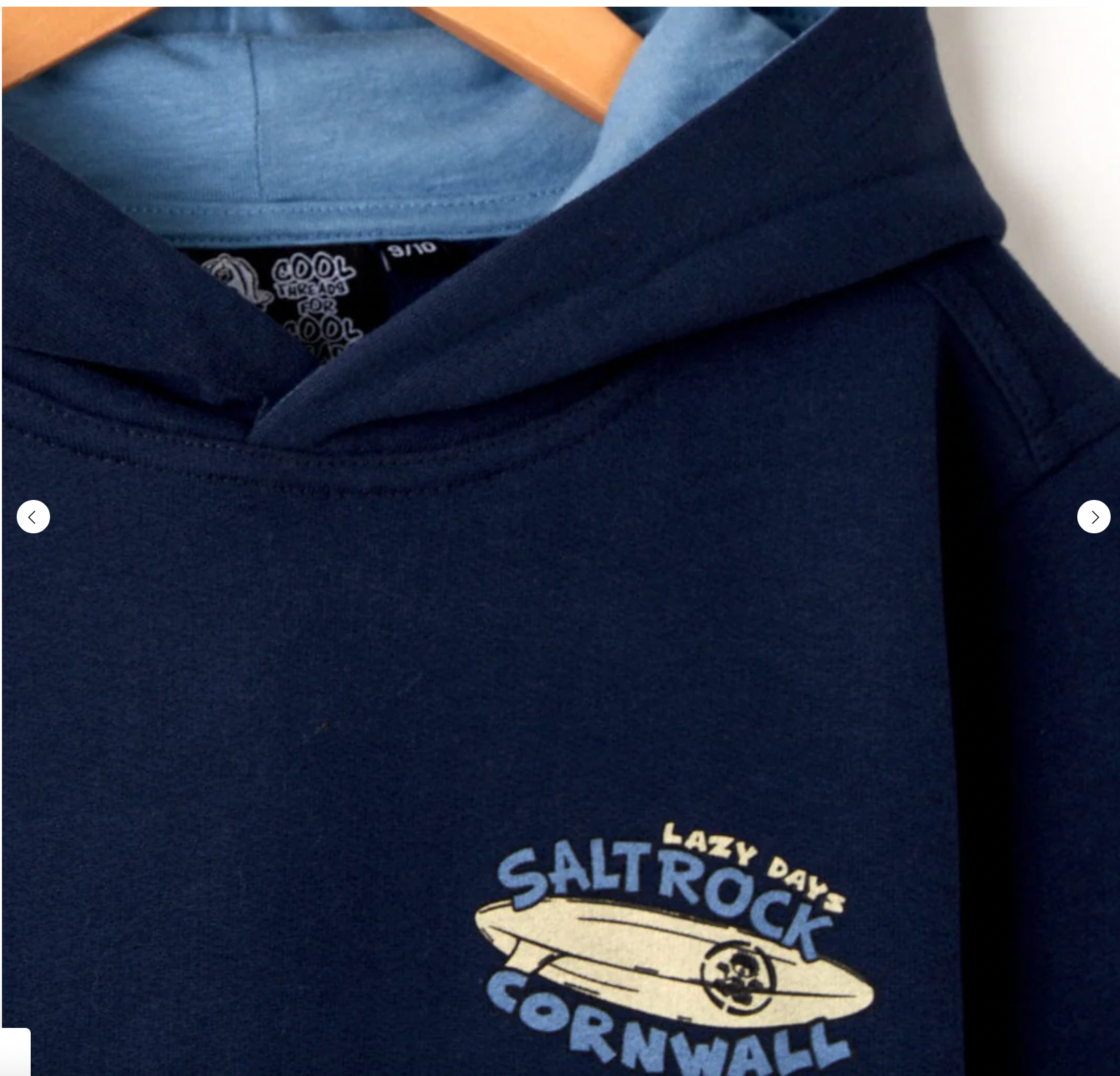 Saltrock Lazy Location Cornwall - Recycled Kids Hoodie - Blue