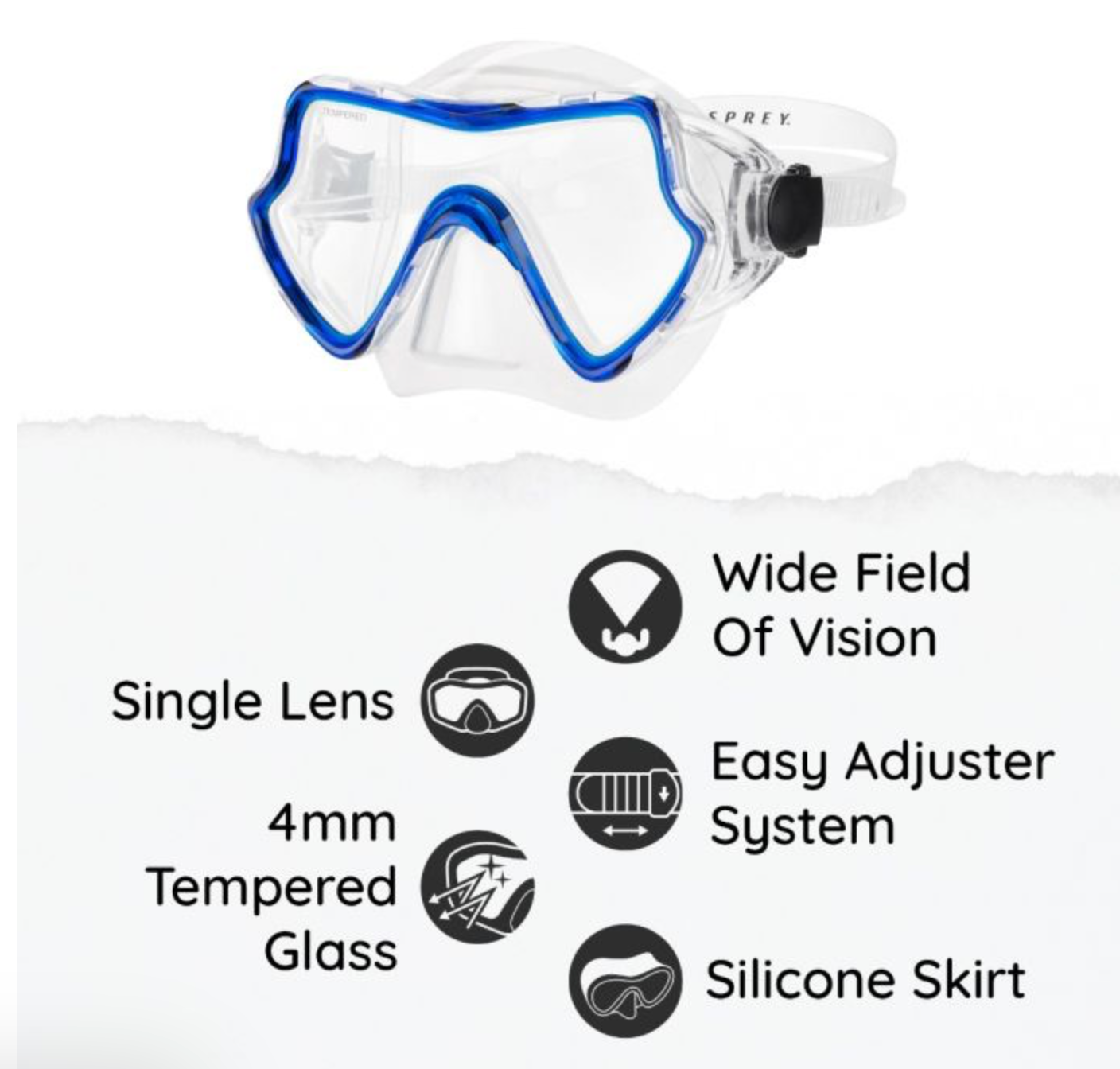 Adults Mask , Snorkel Set With Fins - Blue