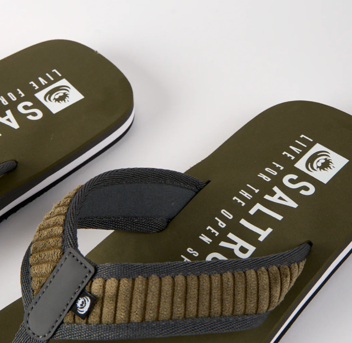 SALTROCK Lines - Mens Corduroy Flip Flops - Green