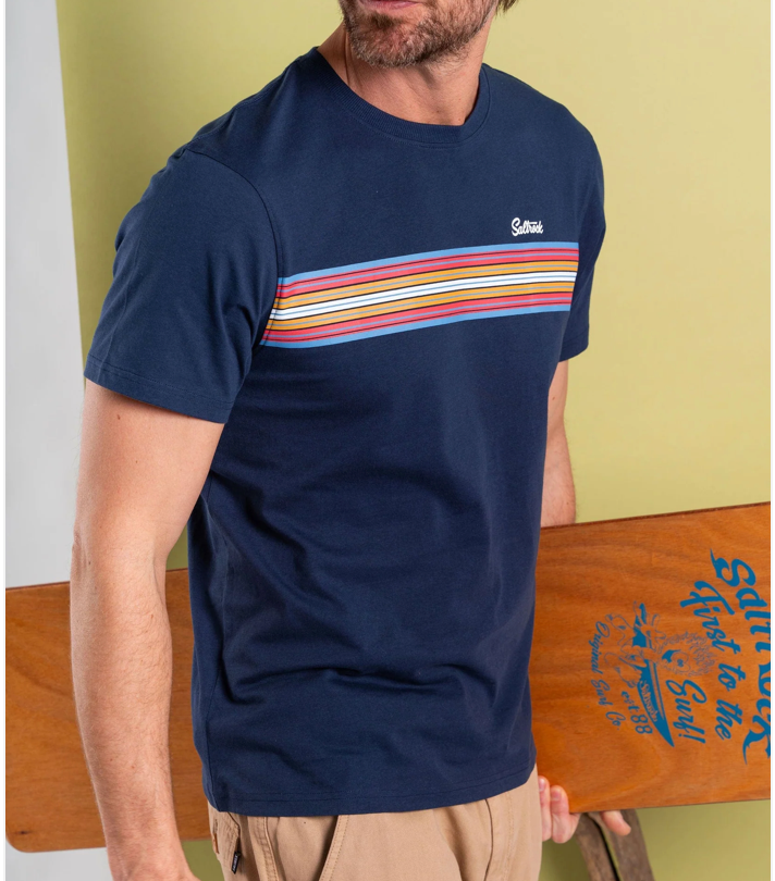 SALTROCK Classic Stripe - Mens Short Sleeve T-Shirt - Blue