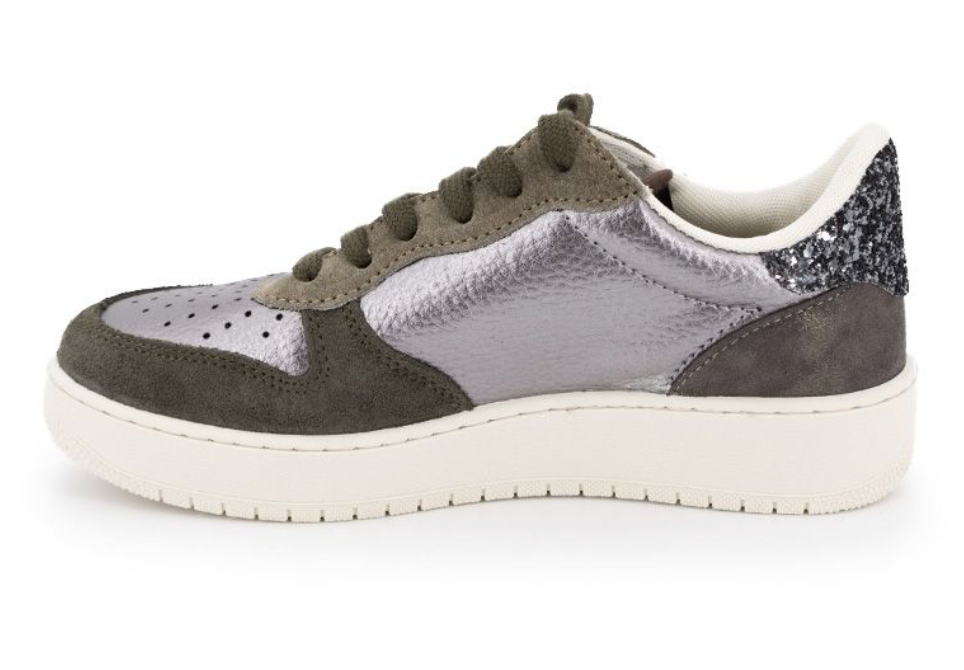 MADRID METAL & SPLIT LEATHER & GLITTER TRAINERS