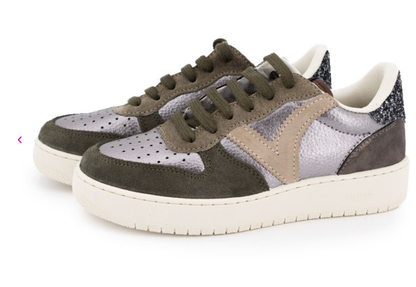 MADRID METAL & SPLIT LEATHER & GLITTER TRAINERS