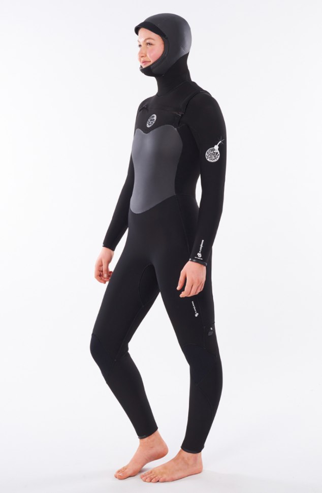 Rip Curl Ladies Flashbomb 6/4Mm Hooded Wetsuit - Black
