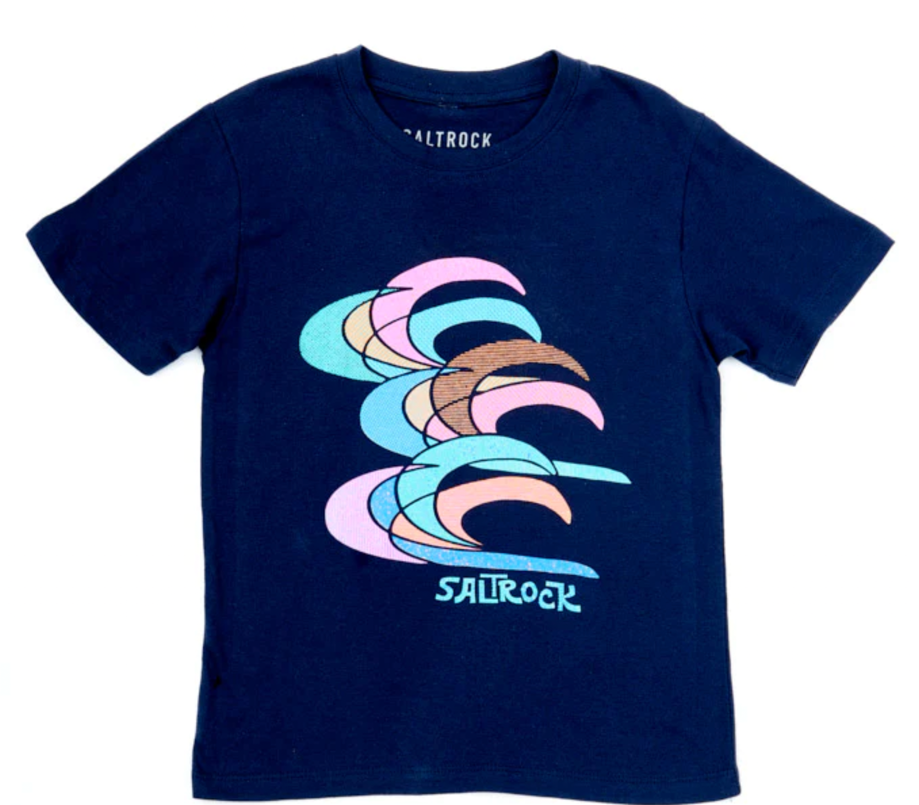 Saltrock Wave Overlap - Boys Short Sleeve Tee - Blue