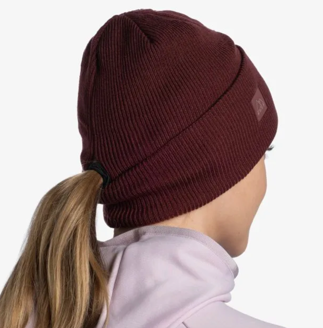 Buff Crossknit Beanie Solid Mahogany