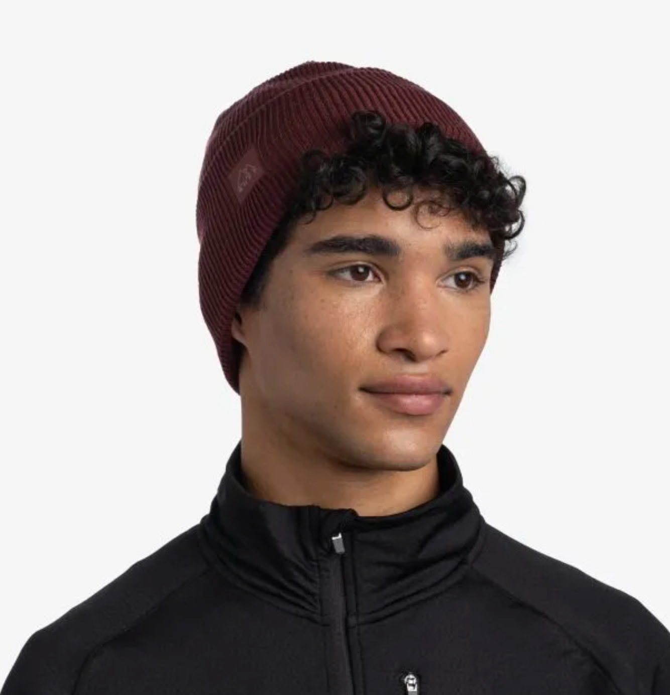 Buff Crossknit Beanie Solid Mahogany