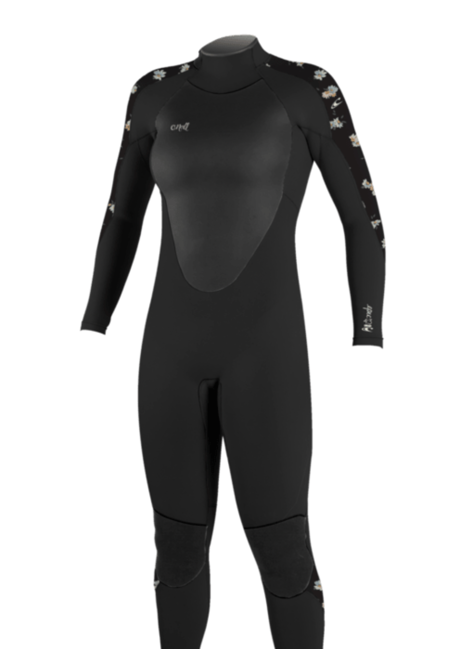 O'Neill Epic 5/4Mm Womens Back Zip Wetsuit - Black/ Cindy/Daisy 4218B