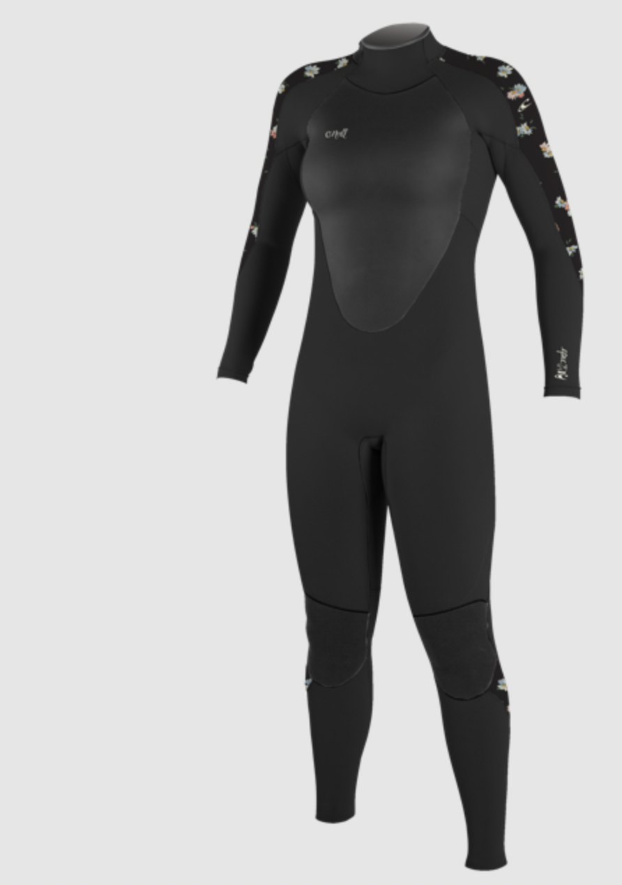 O'Neill Epic 5/4Mm Womens Back Zip Wetsuit - Black/ Cindy/Daisy 4218B