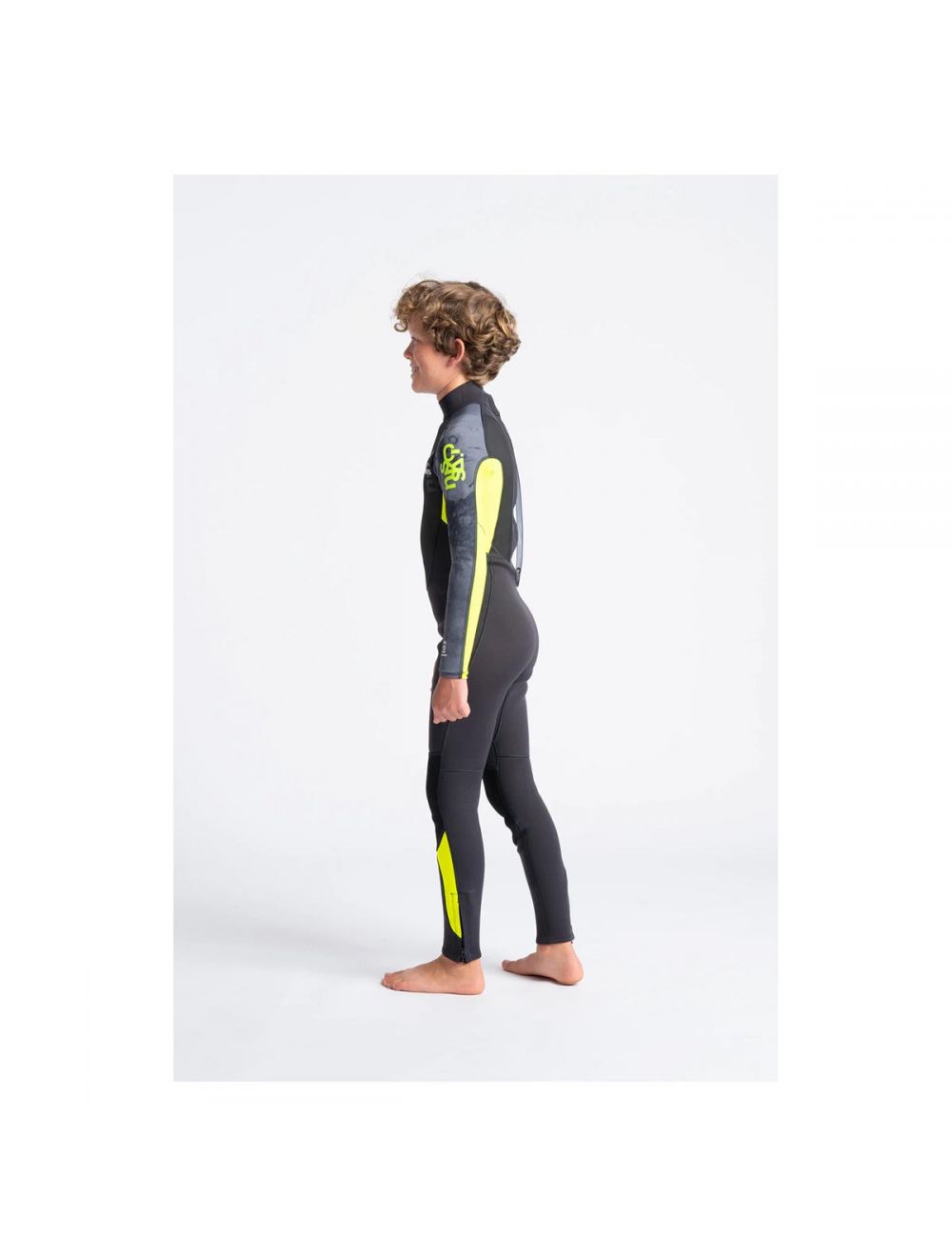 C-Skins Junior Element 3/2Mm Back Zip Wetsuit - Anthracite/Yellow/Black===SALE==