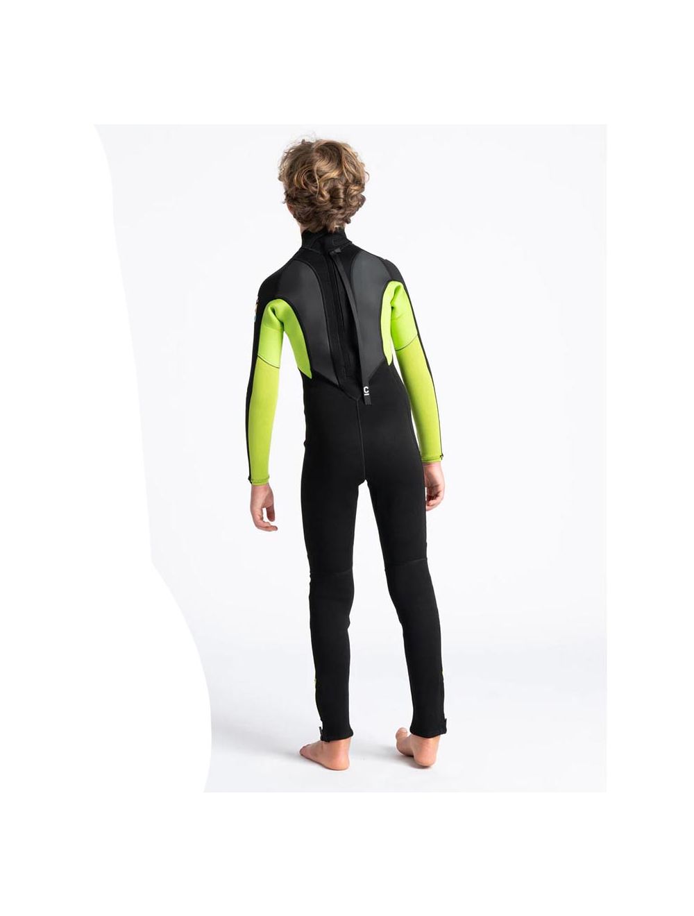 C-Skins Junior Element 3/2Mm Back Zip Wetsuit - Anthracite/Yellow/Black===SALE==