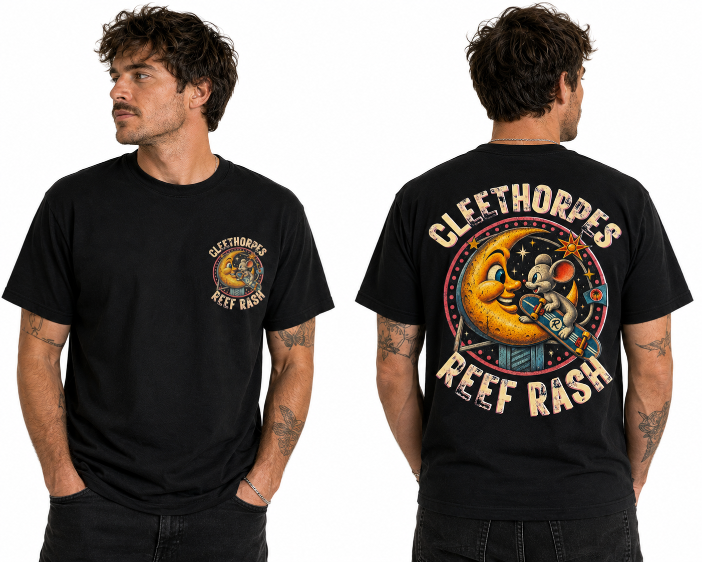 MENS CLEETHORPES MOUSE AND MOON RUSTIC T-SHIRTS
