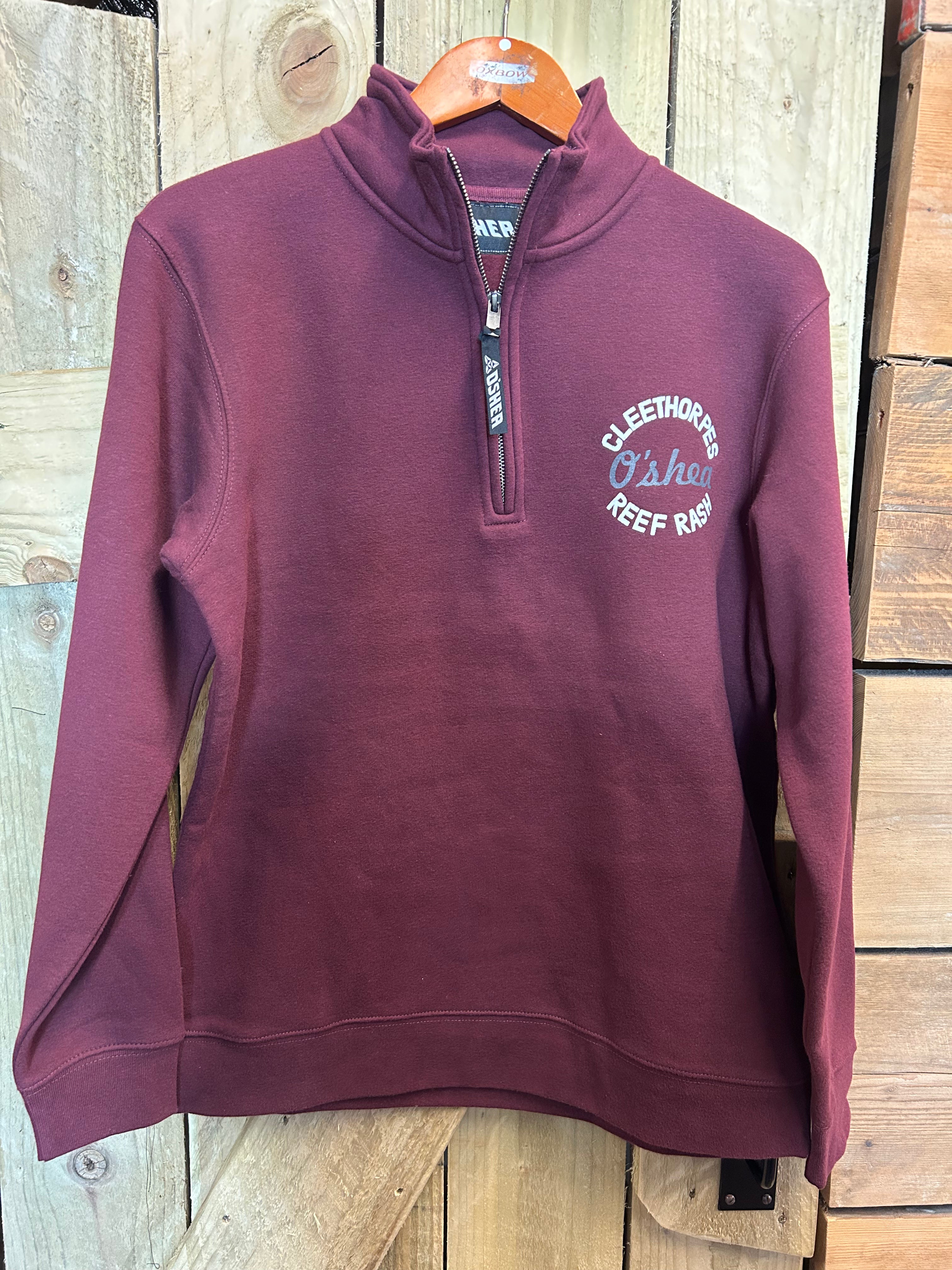 Cleethorpes wine collar zip jumper