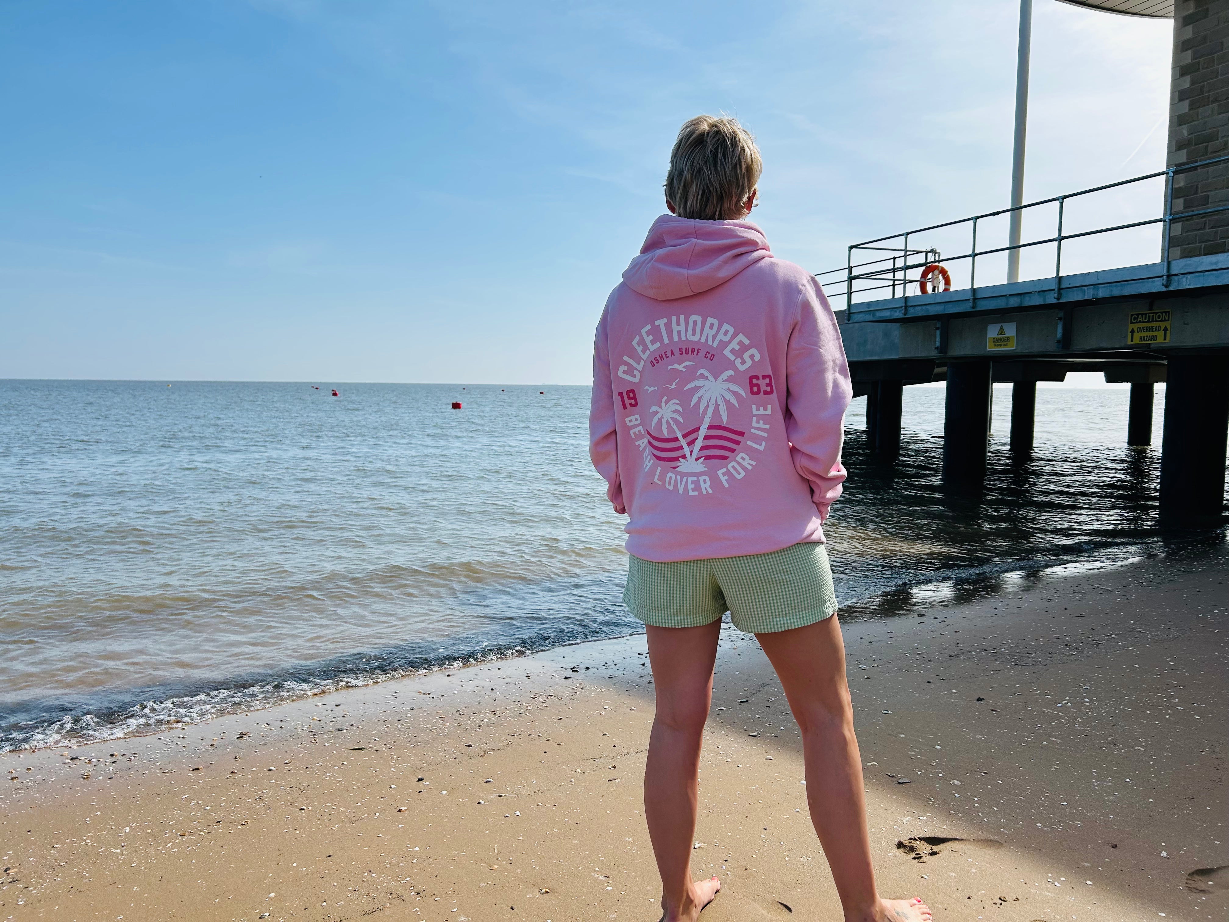 CLEETHORPES MILK PINK HOODIE - BEACH LOVER