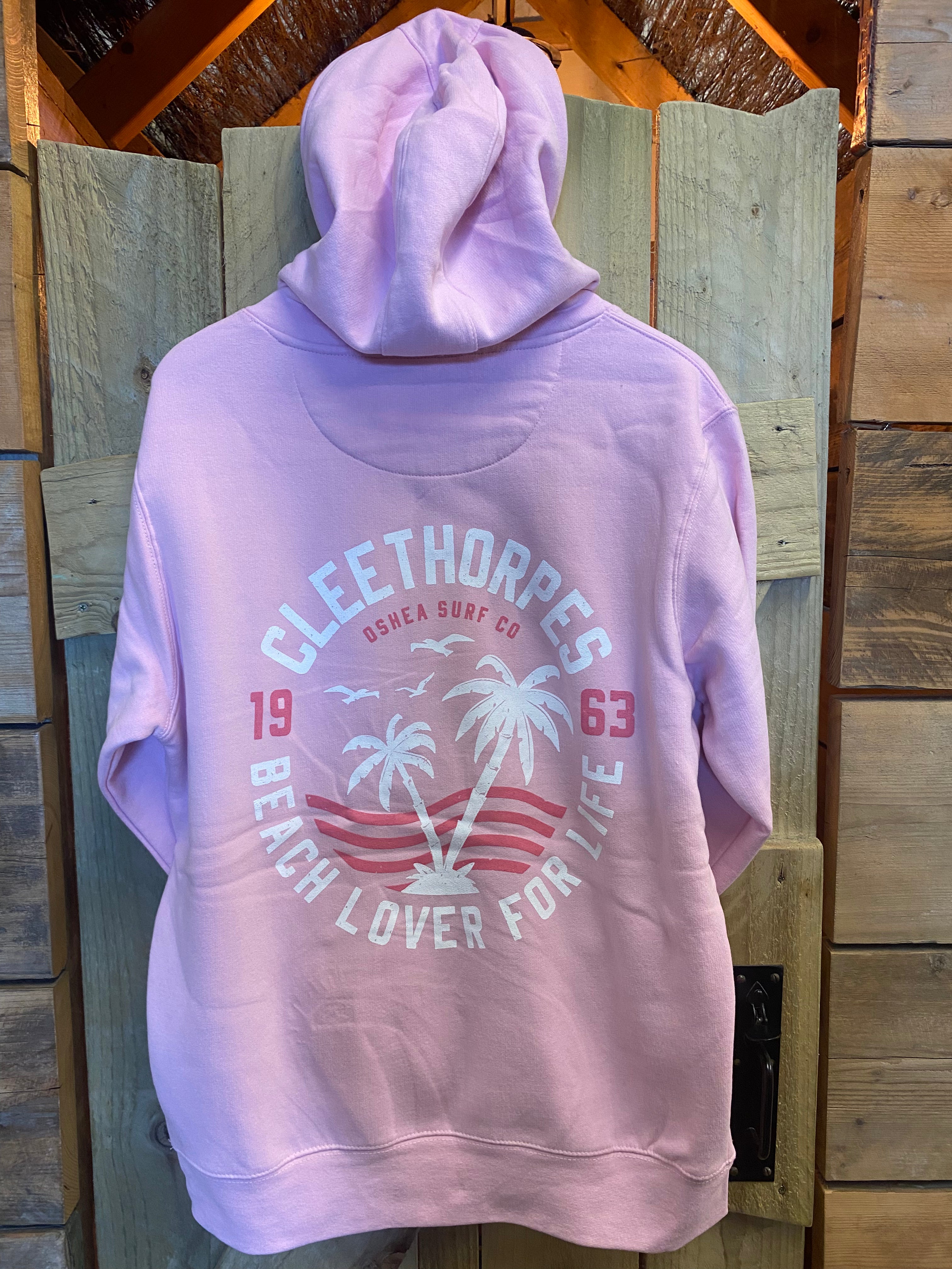 CLEETHORPES MILK PINK HOODIE - BEACH LOVER