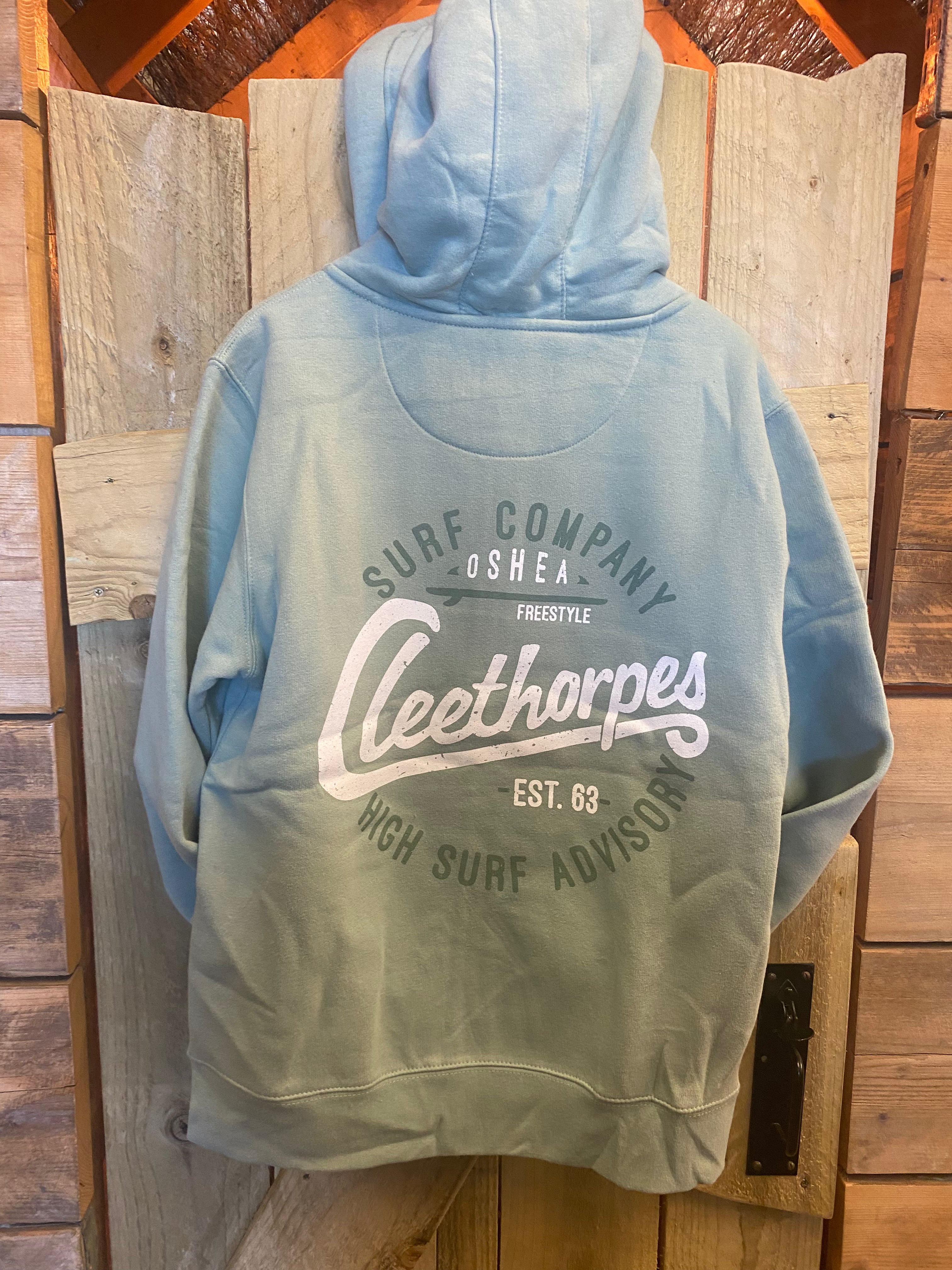 CLEETHORPES  SAGE ZIPPED  HOODIE  -HIGH SURF