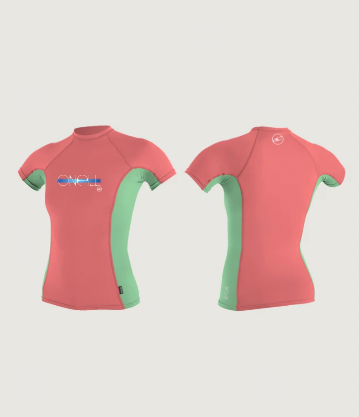 O'Neill Skins Short Sleeve Crew Kids Coral/Mint/Coral --