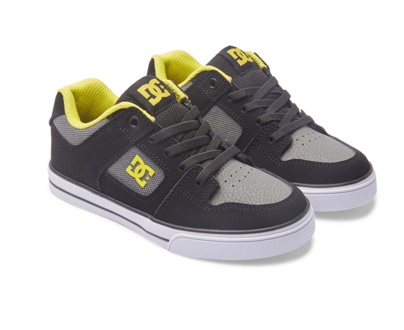 DC SHOES BOYS PURE ELASTIC TRAINERS - BLACK & LIME GREEN