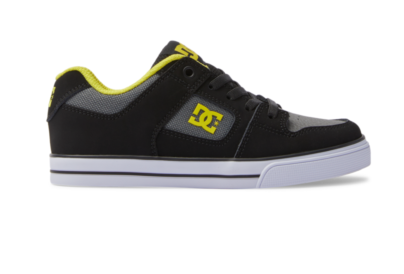 DC SHOES BOYS PURE ELASTIC TRAINERS - BLACK & LIME GREEN