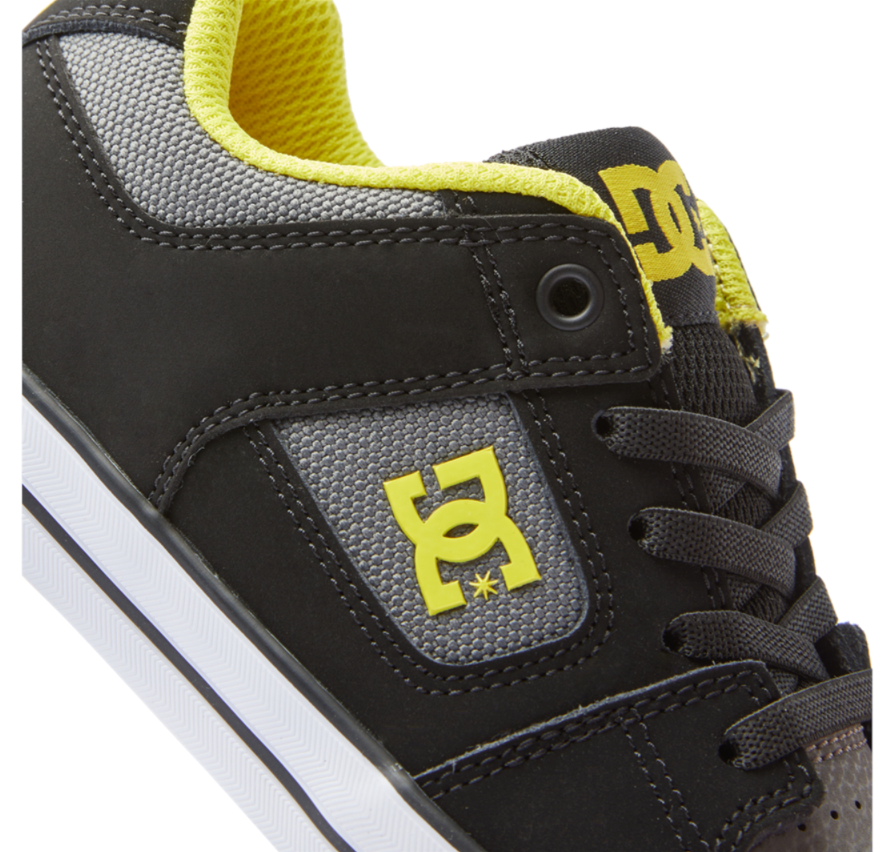 DC SHOES BOYS PURE ELASTIC TRAINERS - BLACK & LIME GREEN