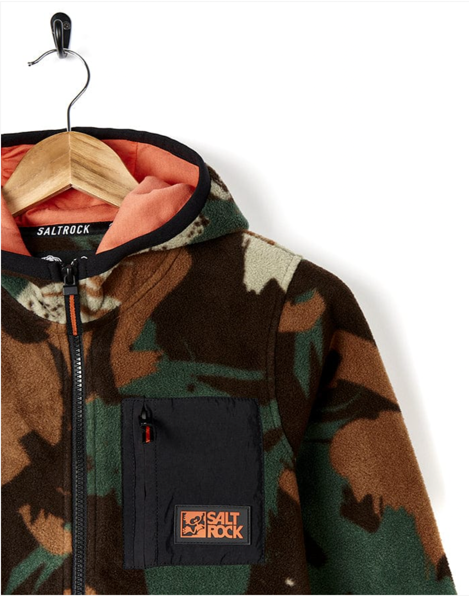 SALTROCK  Communicado - Kids Camo Zip Fleece - Dark Green