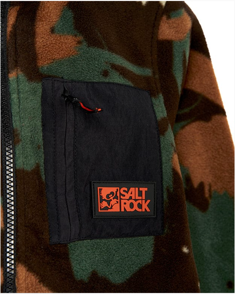 SALTROCK  Communicado - Kids Camo Zip Fleece - Dark Green