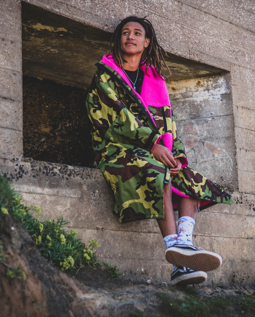 Dryrobe Advance Long Sleeve. Camo/Pink