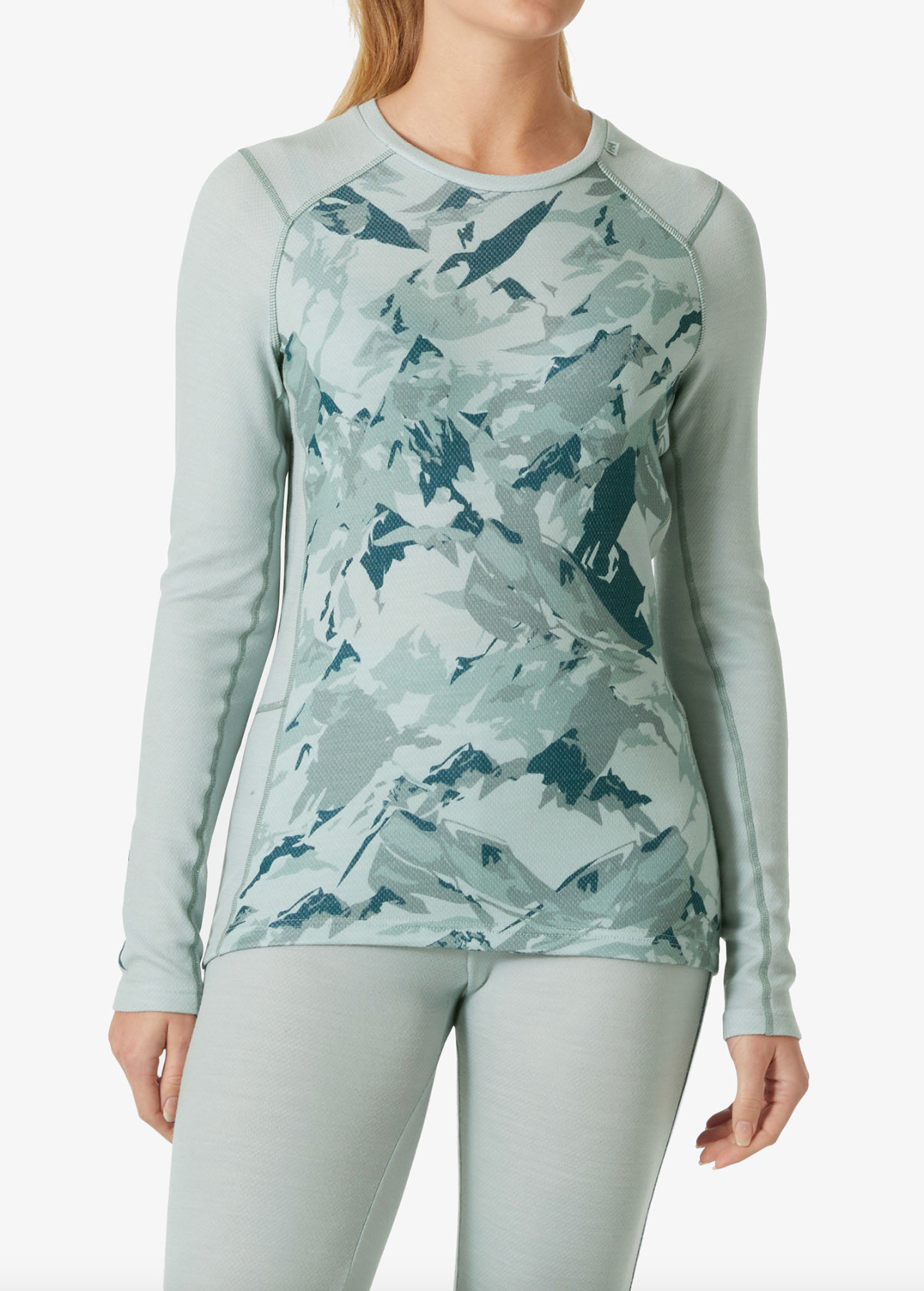 Helly Hansen LIFA Merino Midweight Graphic Crew - green mist mountain camo