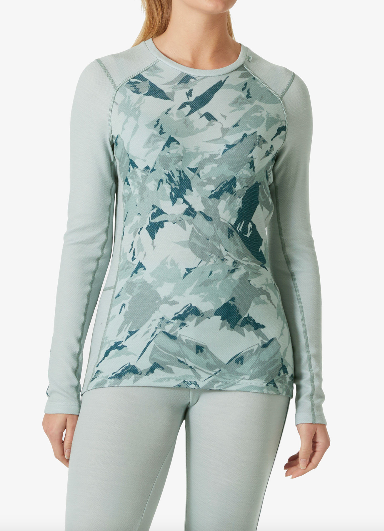 Helly Hansen LIFA Merino Midweight Graphic Crew - green mist mountain camo