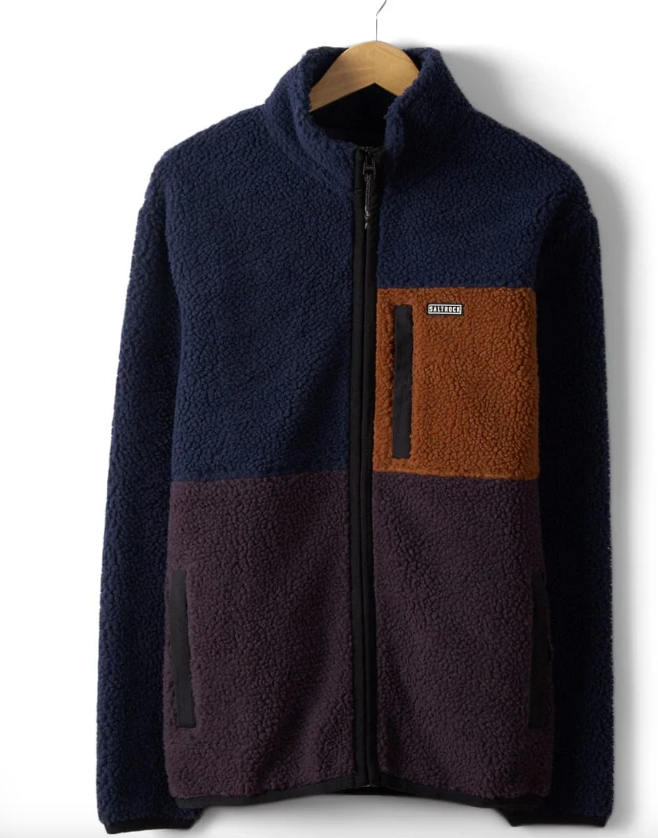 Saltrock Wye - Mens Colourblock Borg Fleece - Blue