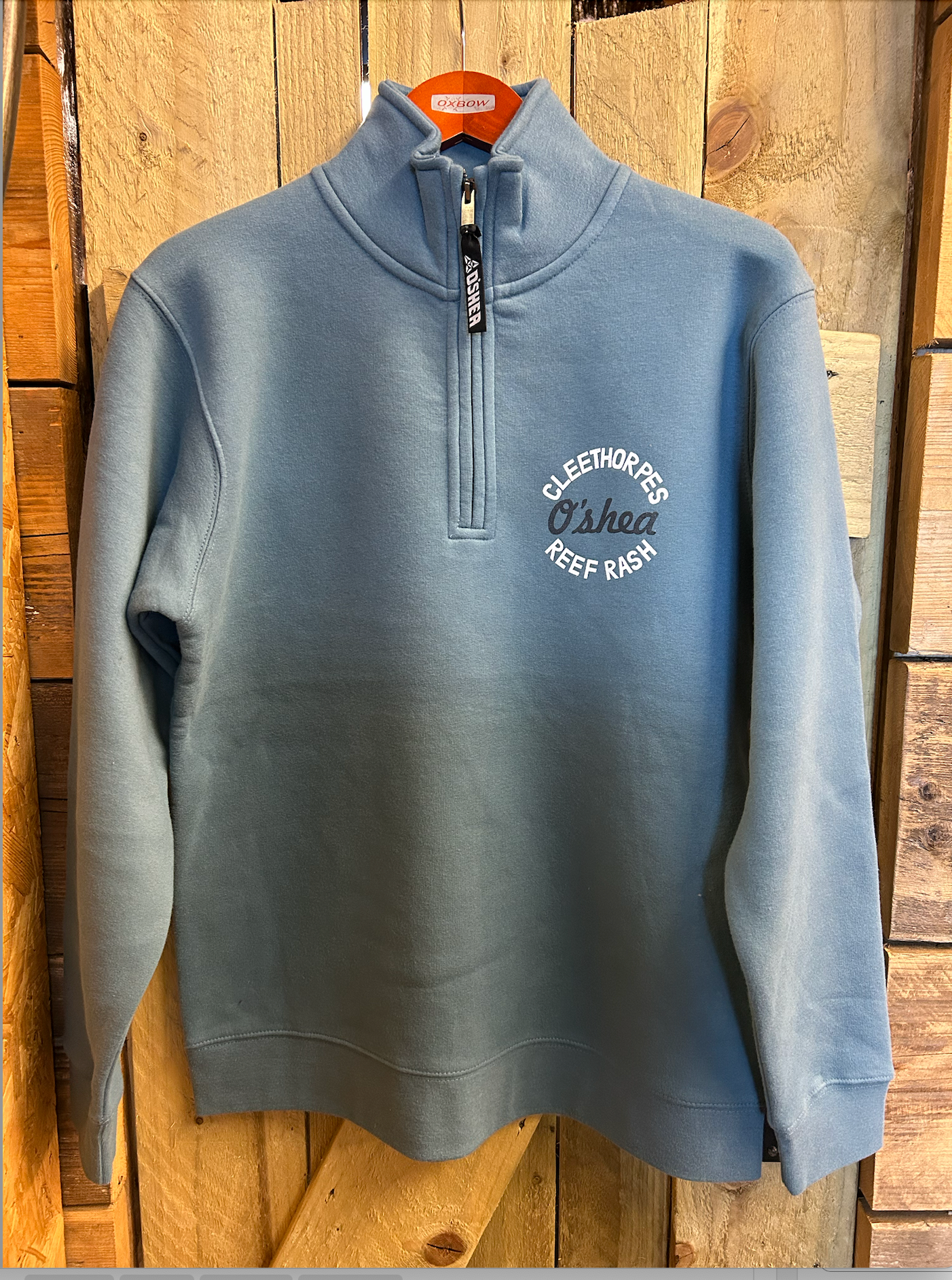 THE BRAND NEW DUSKY BLUE - HALF ZIP CLEETHORPES JUMPER - OFFSHORE -