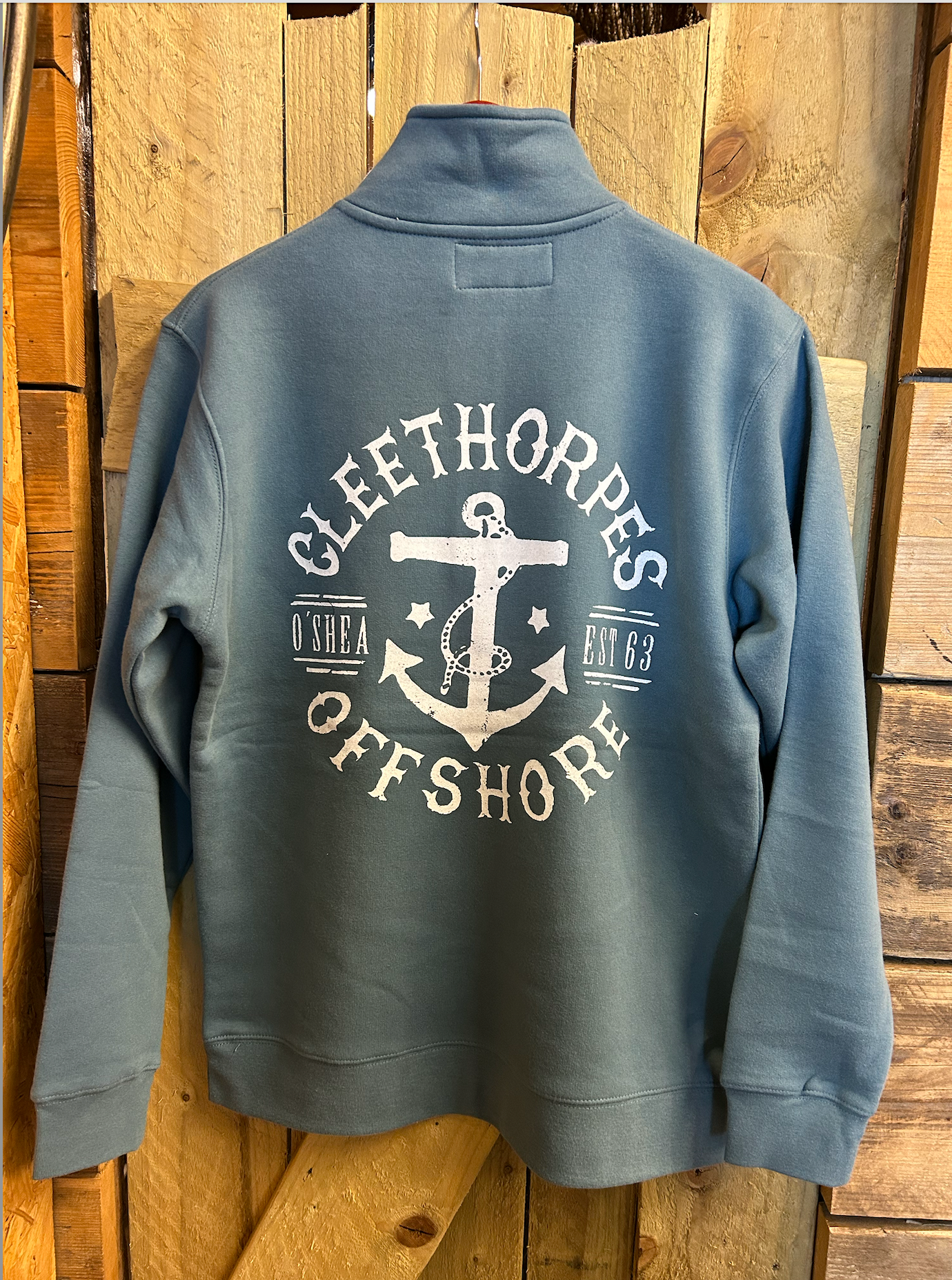 THE BRAND NEW DUSKY BLUE - HALF ZIP CLEETHORPES JUMPER - OFFSHORE -