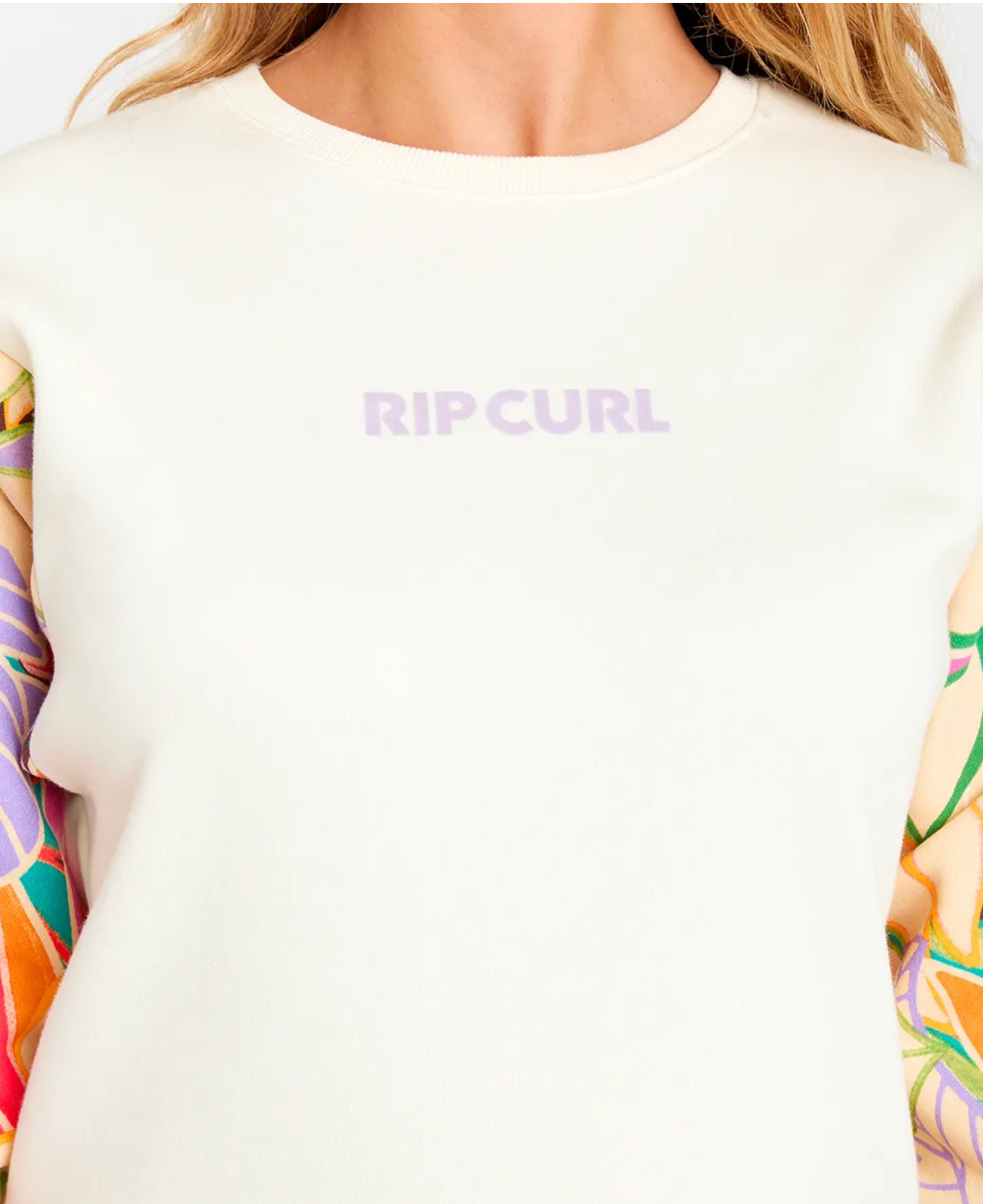 Rip Curl Wavy Print Sleeves Crew Fleece