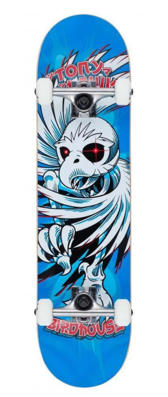 Birdhouse Stage 1 Hawk Spiral Factory Complete Skateboard Blue 7.75"