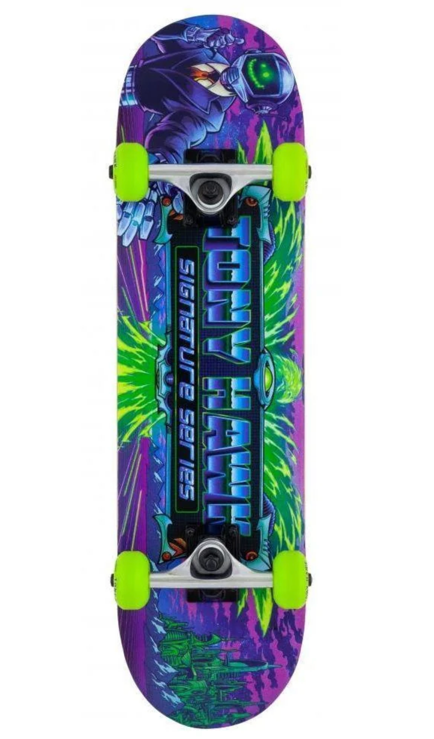 Tony Hawk SS 360 Factory Complete Skateboard Cyber Mini Multi Colour 7.38 Inch Wide