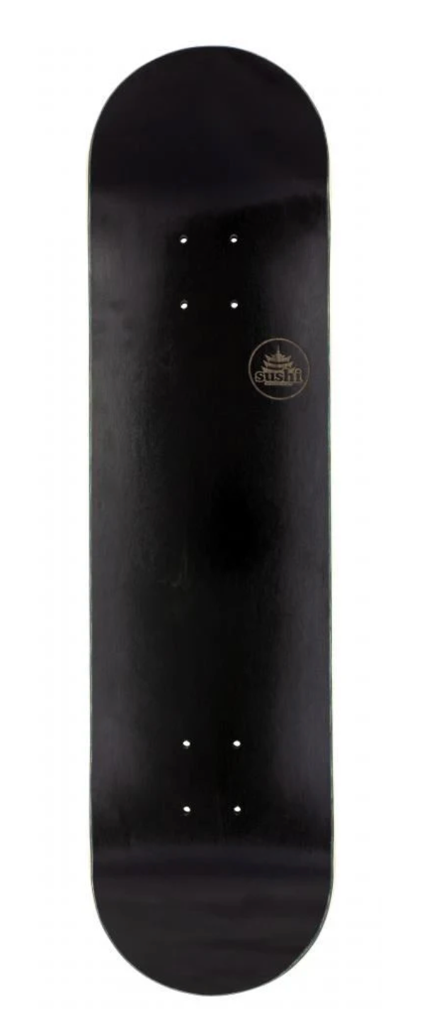 SUSHI S PAGODA STAMP BLACK SKATEBOARD DECK - 8.0"