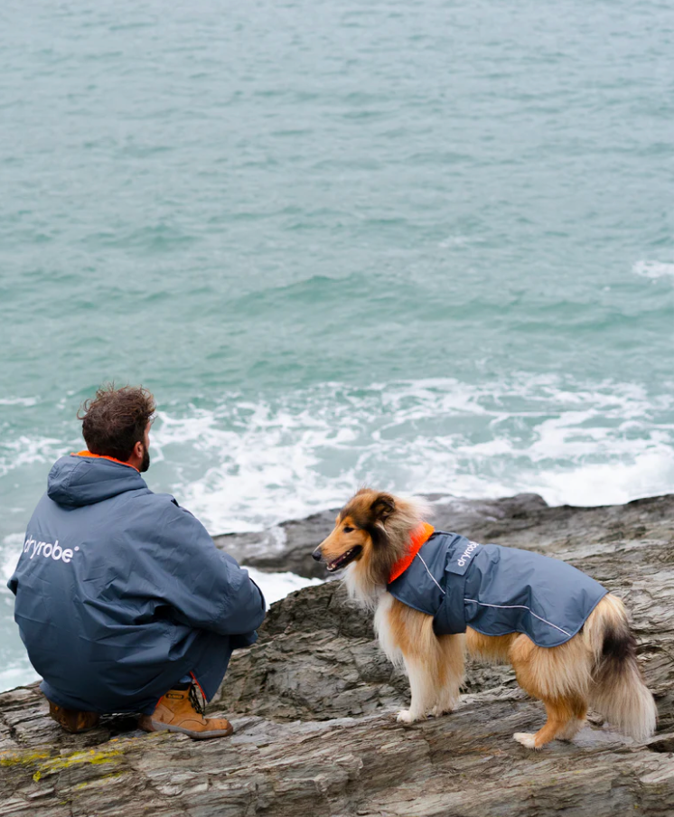 Dryrobe Dark Grey Orange Dog Coat