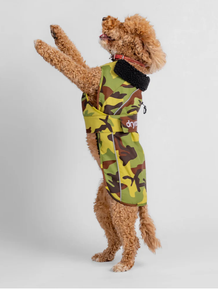 Dryrobe Green Camouflage Black Dog Coat