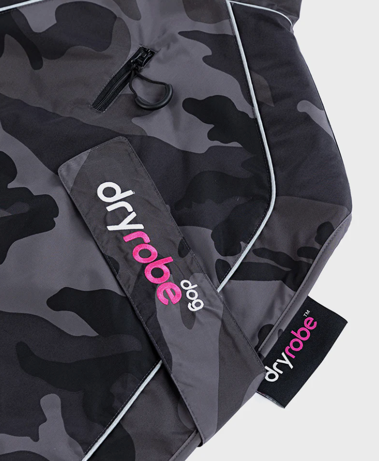 Dryrobe Black Camo Pink Dog Coat