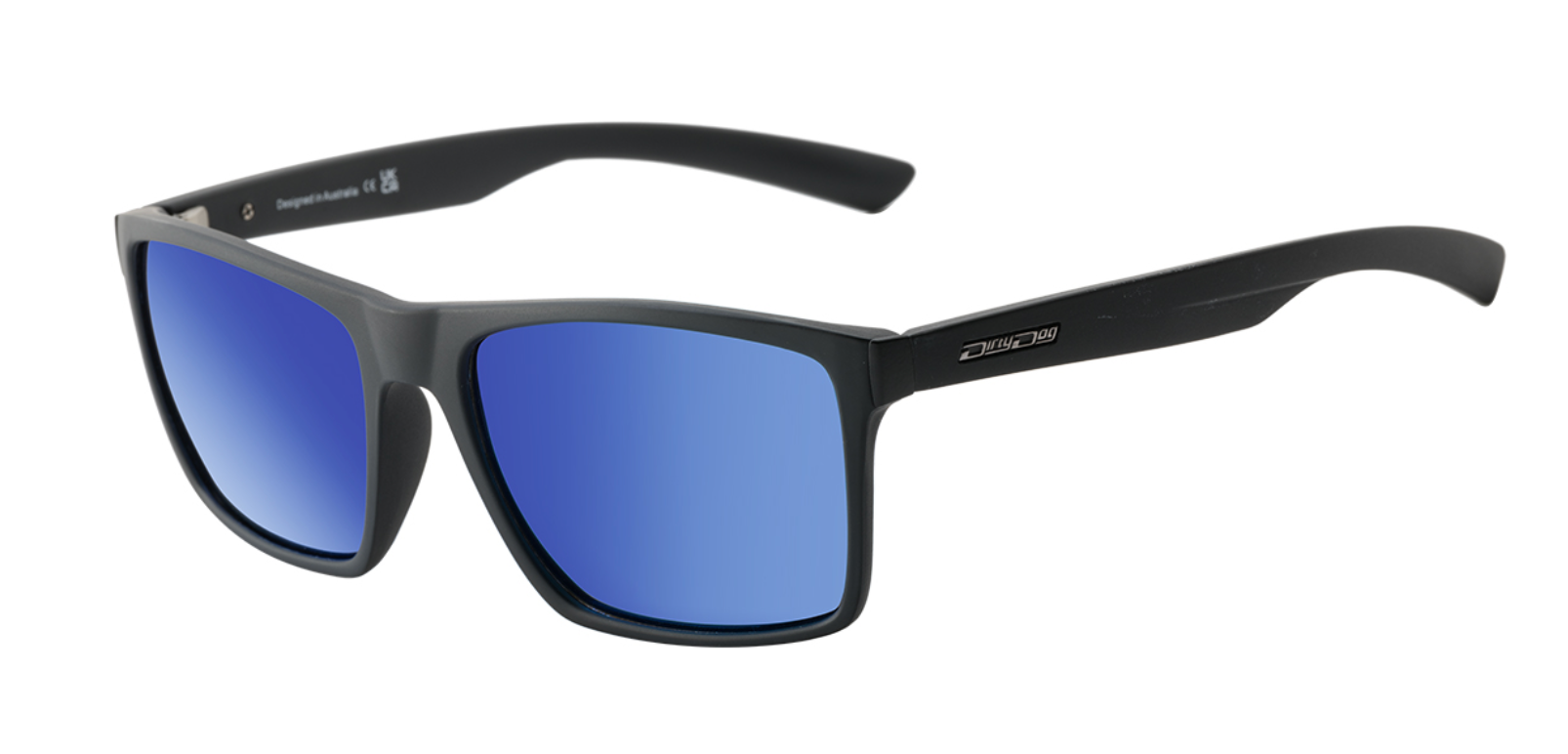 Dirty Dog GREY/BLUE MIRROR POLARISED / SATIN BLACK XTAL BLUE - 53353