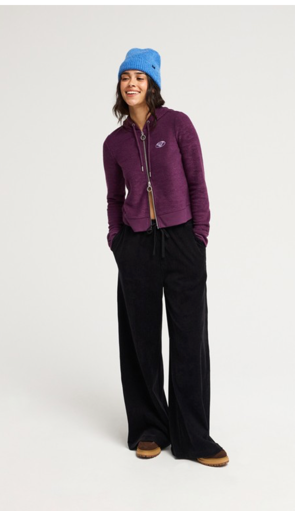 Roxy Lekeitio Knit Women Black Easy Wear Pull On Corduroy Trousers