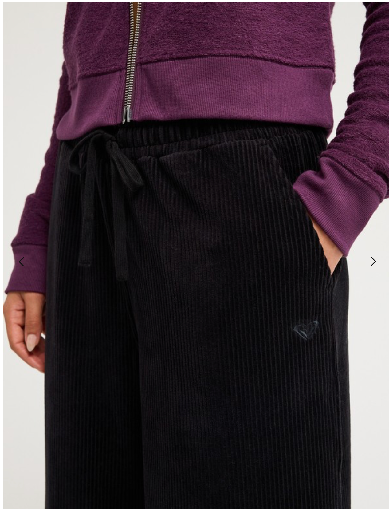 Roxy Lekeitio Knit Women Black Easy Wear Pull On Corduroy Trousers