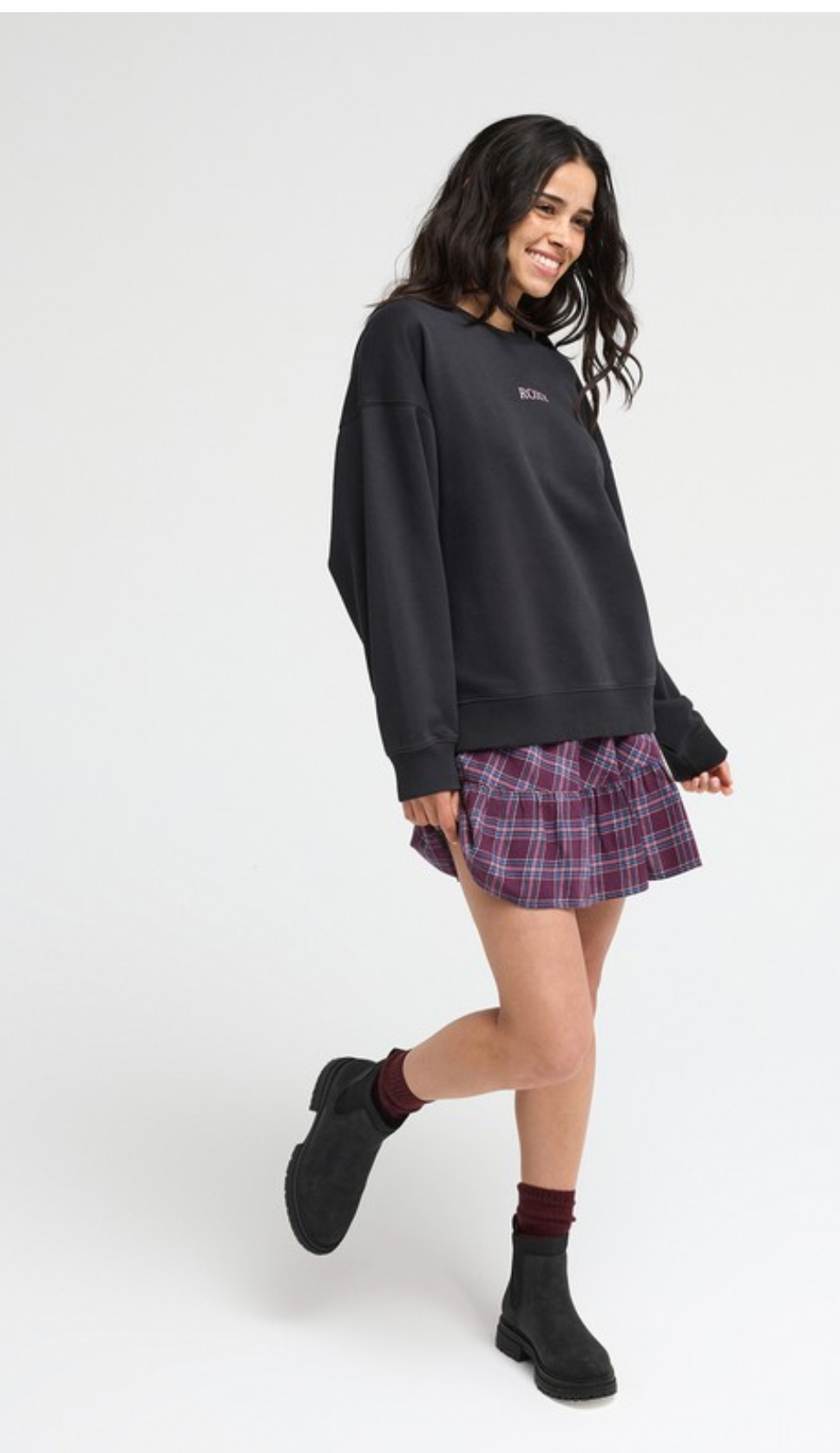 Roxy -Lineup Women Black Relaxed Sweatshirt