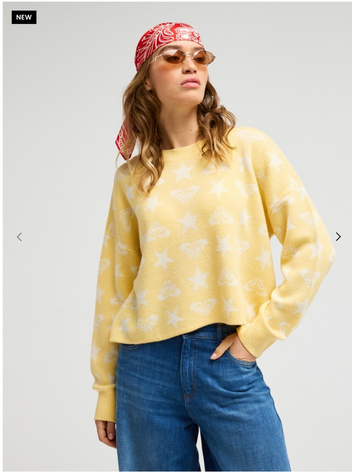 ROXY Messy Star Women Yellow Jumper