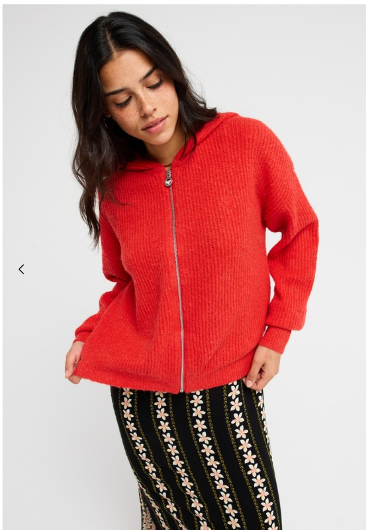 ROXY Go To The Top Women Red Hooded Cardigan
