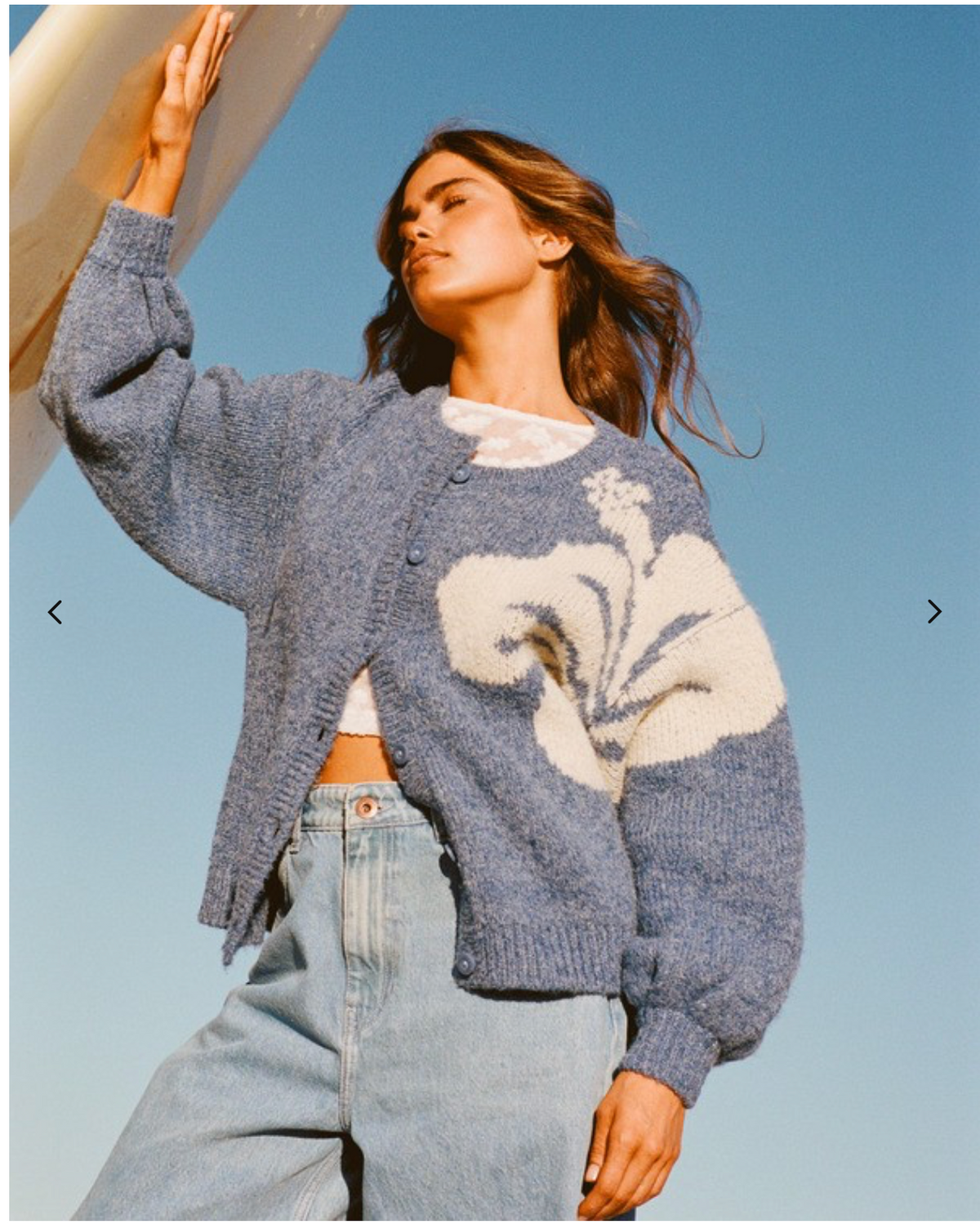 BILLABONG Bayside Hibiscus Women Blue Knitted Cardigan