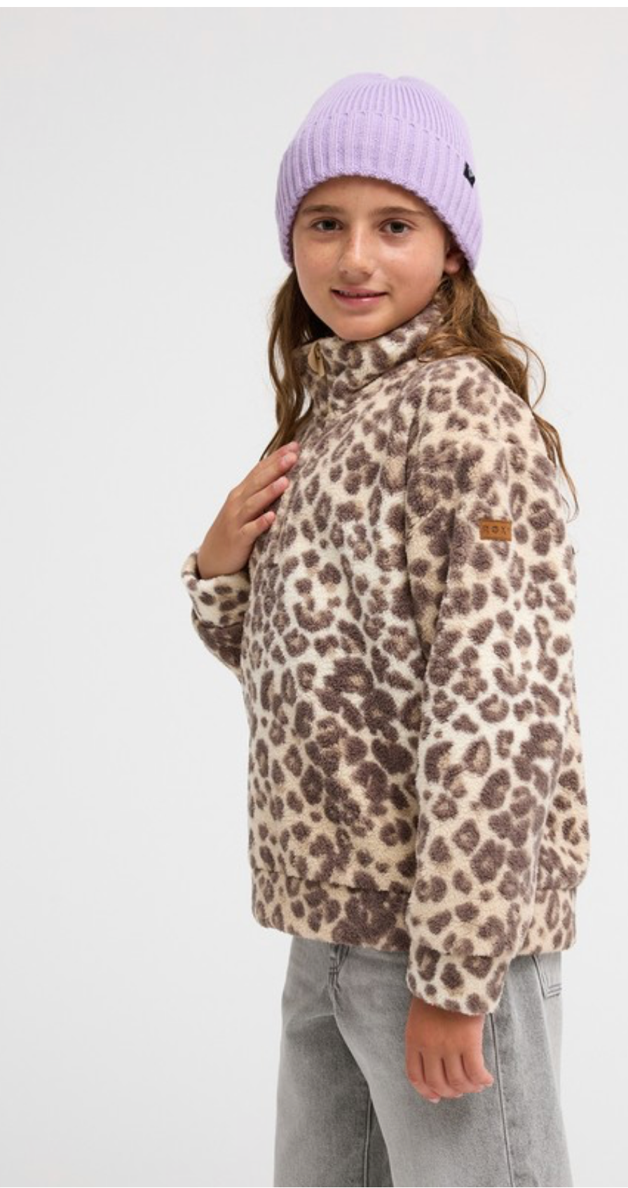 ROXY Calling All Mys Girls 4-16 Beige Half Zip Fleece