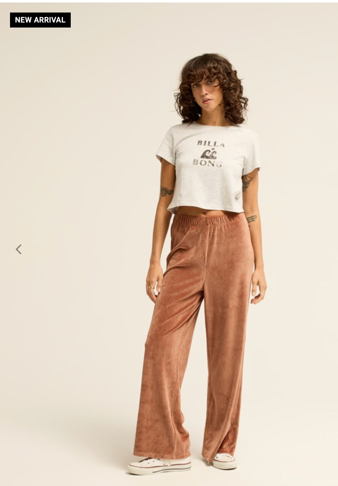 BILLABONG Keep It Sunny Women Brown Velour Corduroy Trousers