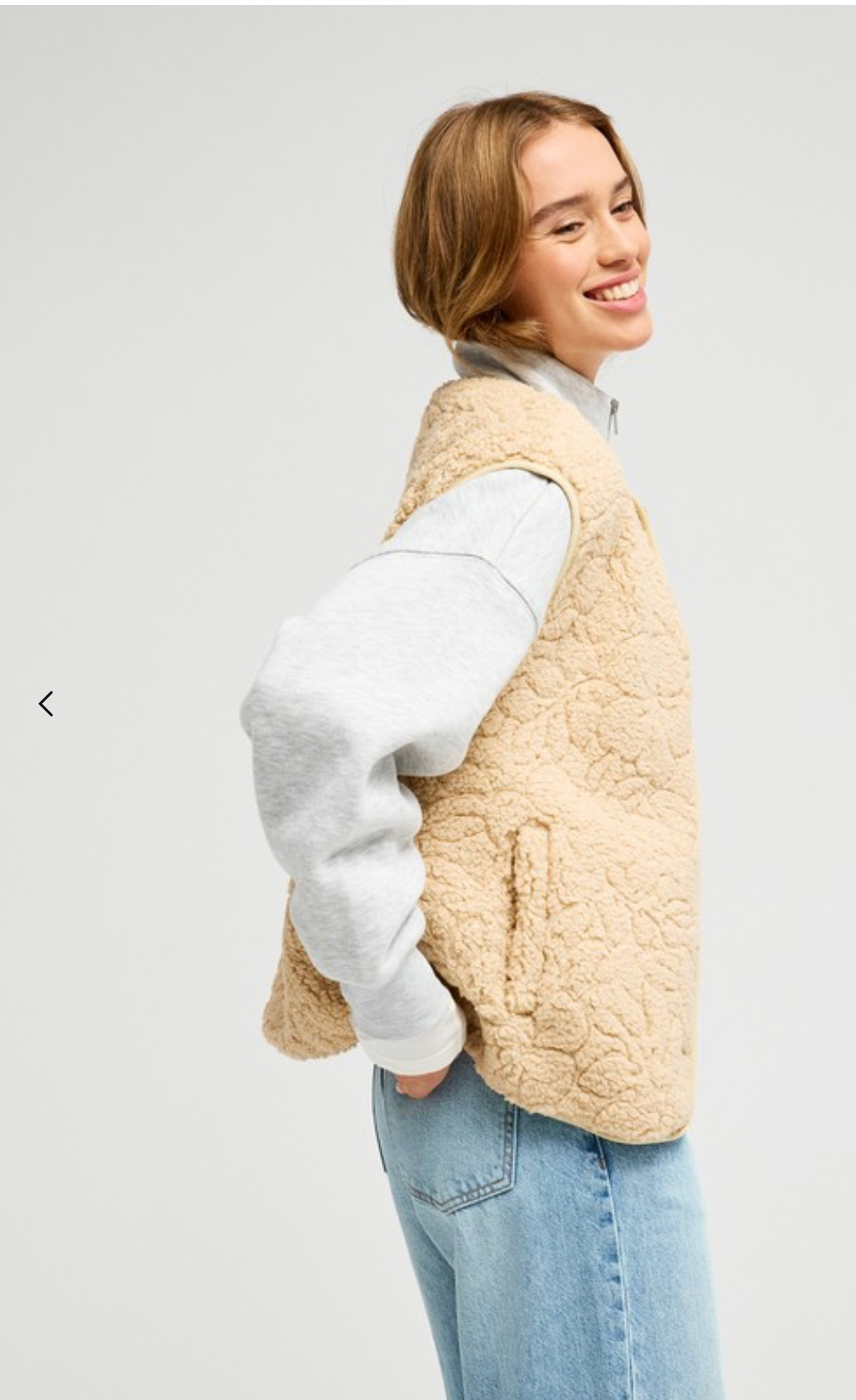 ROXY Best Town Women Beige Zip Sherpa Vest